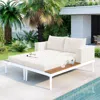 Streamdale Furniture Streamdale Modern Outdoor Daybed With Wood Topped Side Spaces