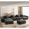 Streamdale Furniture Streamdale Modern Oversized Chenille Sectional Sofa W/ 8 Pillows, Diy, Black