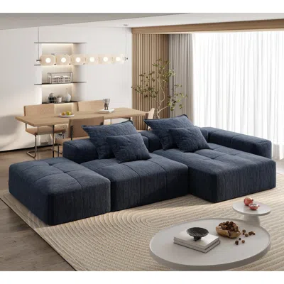 Streamdale Furniture Streamdale Modern Oversized Chenille Sectional Sofa With Ottoman & Pillows