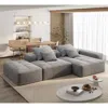 Streamdale Furniture Streamdale Modern Oversized Chenille Sectional Sofa With Ottoman & Pillows In Gray