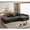 Streamdale Furniture Streamdale Modern Oversized Chenille Sectional Sofa With Ottoman & Pillows In Black