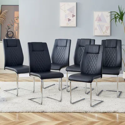 Streamdale Furniture Streamdale Modern Pu Leather Dining Chairs With Metal Legs Easy Assembly