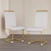 Streamdale Furniture Streamdale Modern Pu Leather Upholstered Dining Chair With Golden Metal Legs (set Of 2)