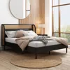 Streamdale Furniture Streamdale Modern Rattan Wood Platform Queen Bed