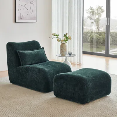 Streamdale Furniture Streamdale Modern Recliner & Ottoman Set For Small Spaces