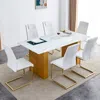 Streamdale Furniture Streamdale Modern Rectangular Glass Table & 6 Faux Leather Chairs