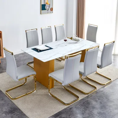Streamdale Furniture Streamdale Modern Rectangular Table And 8 Leather Chairs