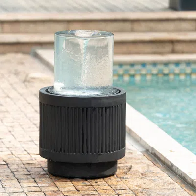 Streamdale Furniture Streamdale Modern Ribbed Fountain With Clear Glass Top For Calming Water Feature