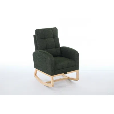Streamdale Furniture Streamdale Modern Rocking Chair With Wood Legs & Adjustable Footrest In Black