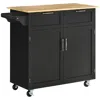 Streamdale Furniture Streamdale Modern Rolling Kitchen Island With Rubberwood Top