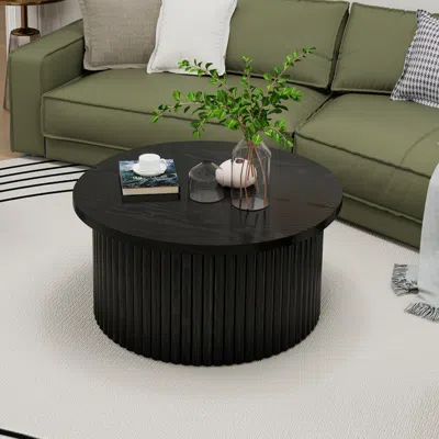 Streamdale Furniture Streamdale Modern Round Coffee Table Accent Table In Black