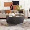 Streamdale Furniture Streamdale Modern Round Coffee Table With 2 Large Drawers Storage Accent Table