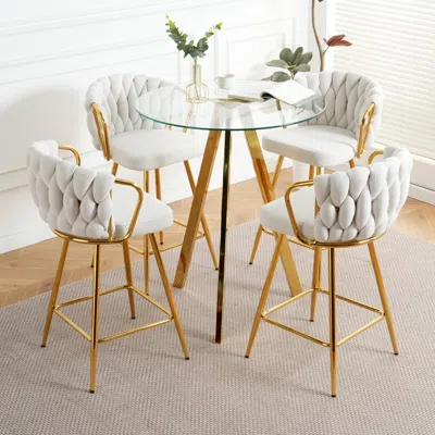 Streamdale Furniture Streamdale Modern Round Glass Bar Chairs (set Of 5)