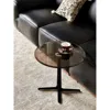 Streamdale Furniture Streamdale Modern Round Glass Top End Table - Brown Brass/matte Black