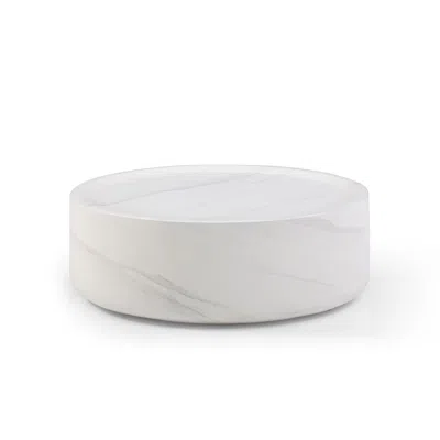 Streamdale Furniture Streamdale Modern Round Marble Coffee Table In White