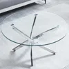 Streamdale Furniture Streamdale Modern Round Tempered Glass Coffee Table With Chrome Legs