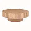 Streamdale Furniture Streamdale Modern Round Wood Coffee Table With Handcrafted Relief (31.49")