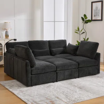 Streamdale Furniture Streamdale Modern Sectional Sofa U-shaped Couch W/ Ottoman, Usb & Phone Holder