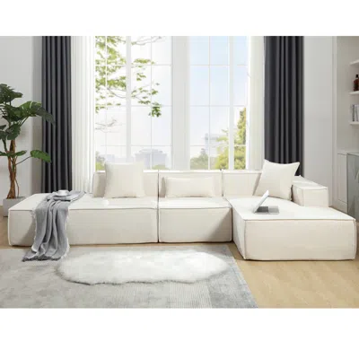 Streamdale Furniture Streamdale Modern Sectional Sofa With 2 Pillows And 1 Waist Pillow In White