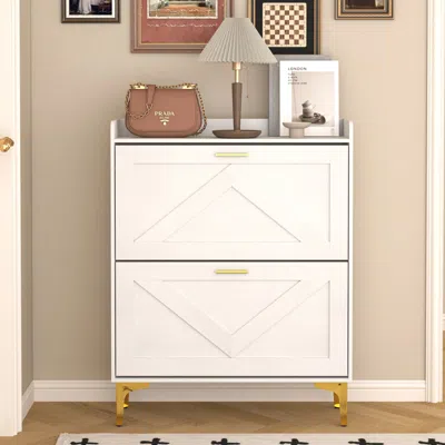Streamdale Furniture Streamdale Modern Shoe Cabinet With Flip Drawers & Shelves For Entryway