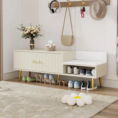 Streamdale Furniture Streamdale Modern Shoe Storage Bench With Hidden Storage And Upholstered Cushions For Bedside