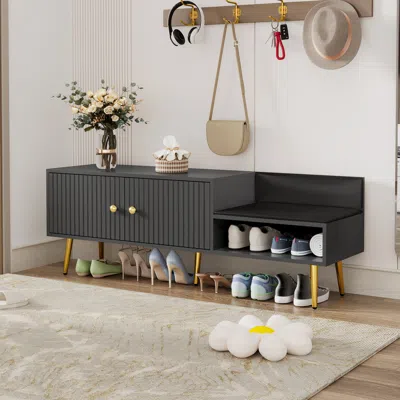 Streamdale Furniture Streamdale Modern Shoe Storage Bench With Hidden Storage And Upholstered Cushions For Bedside