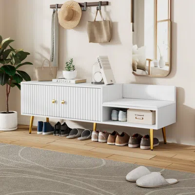 Streamdale Furniture Streamdale Modern Shoe Storage Bench With Hidden Storage And Upholstered Cushions For Bedside