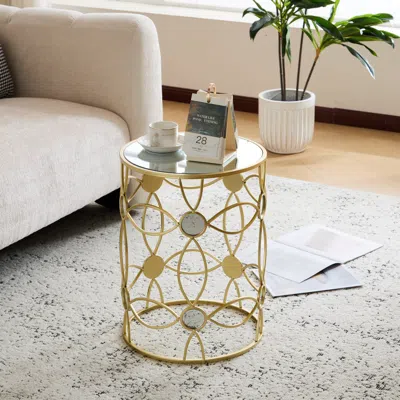 Streamdale Furniture Streamdale Modern Side Table [metal Frame + Mirror Top]