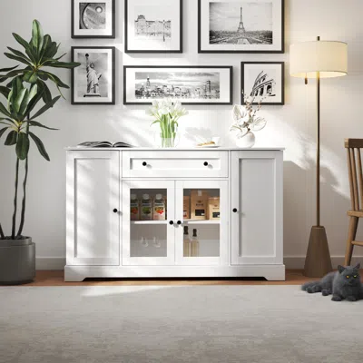 Streamdale Furniture Streamdale Modern Sideboard Buffet With Adjustable Storage In White