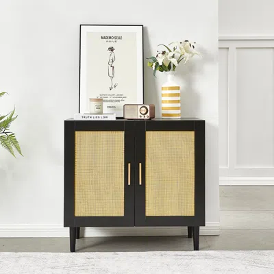 Streamdale Furniture Streamdale Modern Sideboard Cabinet With Unique Rattan Doors