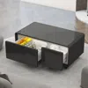 Streamdale Furniture Streamdale Modern Smart Coffee Table With Built-in Fridge, Bluetooth Speaker, Wireless Charging, Tou In Black
