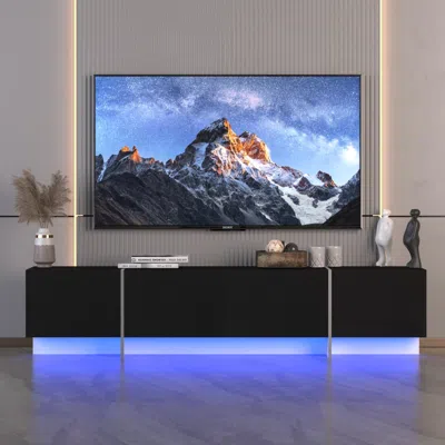 Streamdale Furniture Streamdale Modern Smart Tv Console With Rgb Lighting (black, 75")