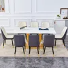 Streamdale Furniture Streamdale Modern Snow Mountain Dining Set 71" Table With 8 Spliced Chairs
