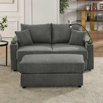 Streamdale Furniture Streamdale Modern Sofa, Storage & Ottoman, Comfy Couch W/ Cup Holders & Chargers