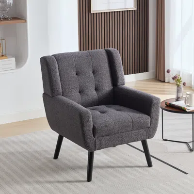 Streamdale Furniture Streamdale Modern Soft Teddy Material Ergonomics Accent Chair Living Room Chair Bedroom Chair Home C In Gray