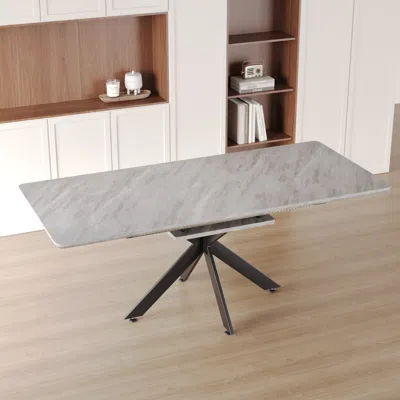 Streamdale Furniture Streamdale Modern Space-saving Dining Table Extends For 8-10 Guests In White