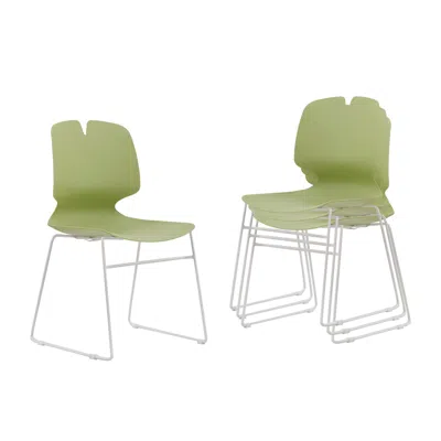 Streamdale Furniture Streamdale Modern Stacked Office Chairs Set Of 4 (green/grey) - Polypropylene, 180kg Cap