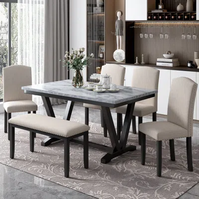 Streamdale Furniture Streamdale Modern Style 6-piece Dining Table With 4 Chairs & 1 Bench