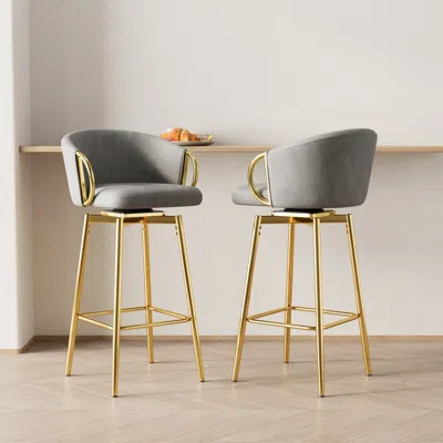 Streamdale Furniture Streamdale Modern Swivel Bar Chairs, Set Of 2