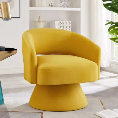 Streamdale Furniture Streamdale Modern Swivel Barrel Chair In Yellow