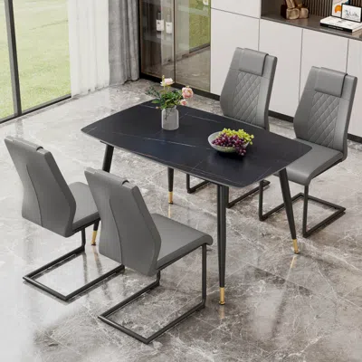 Streamdale Furniture Streamdale Modern Table And Chair Set Rectangular Table And Upholstered Chairs