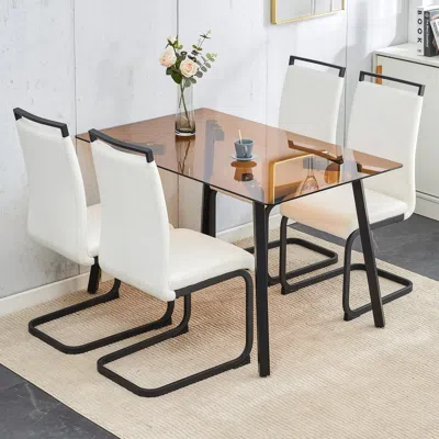 Streamdale Furniture Streamdale Modern Table & Chair Set With Pu Seats