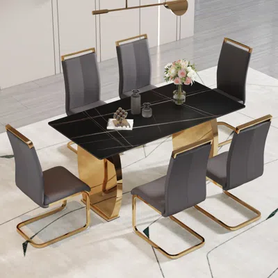 Streamdale Furniture Streamdale Modern Table & Chair Set With Pu Seats