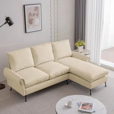 Streamdale Furniture Streamdale Modern Technical Leather Sofa With Reversible Chaise Lounge