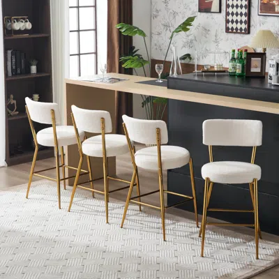 Streamdale Furniture Streamdale Modern Teddy Fabric Bar Stools - Stylish Island Seating In White