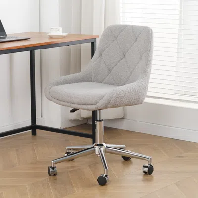 Streamdale Furniture Streamdale Modern Teddy Fleece Dining Chair With Chrome Legs