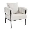 Streamdale Furniture Streamdale Modern Teddy Fleece Upholstered Chair With Gold Metal Legs, Creamy White In Neutral