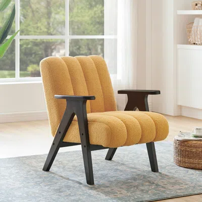 Streamdale Furniture Streamdale Modern Teddy Sherpa Accent Chair With Espresso Wood Frame