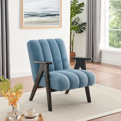 Streamdale Furniture Streamdale Modern Teddy Sherpa Accent Chair With Espresso Wood Frame