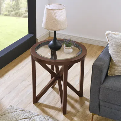 Streamdale Furniture Streamdale Modern Tempered Glass Coffee Table With Wood Base